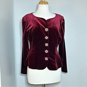 Elegant Burgundy Velvet Women's Jacket